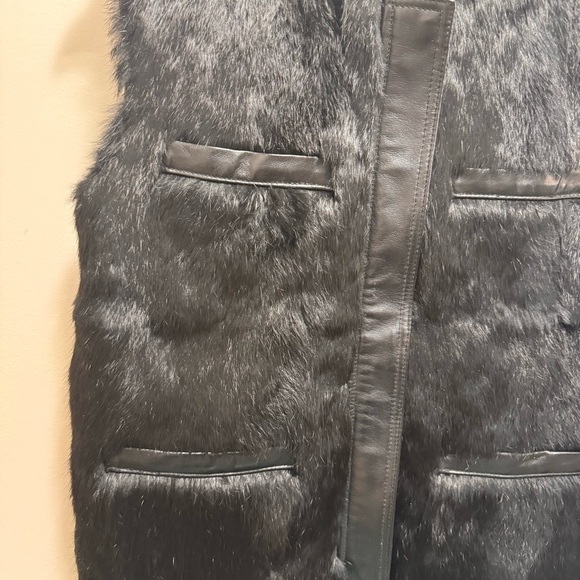Nygard Ribbed Black Rabbit Fur Sweater Vest Full Zip Size Medium - Picture 5 of 9